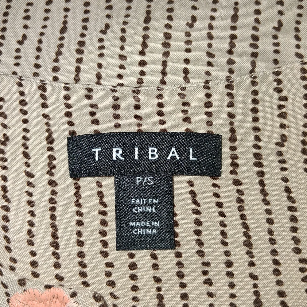 Tribal Women's Blouse Bohemian Chic with Pink Floral Embroidery Size M - Picture 2 of 14